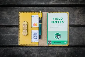No.33 Personalized Leather Field Notes Cover - Yellow