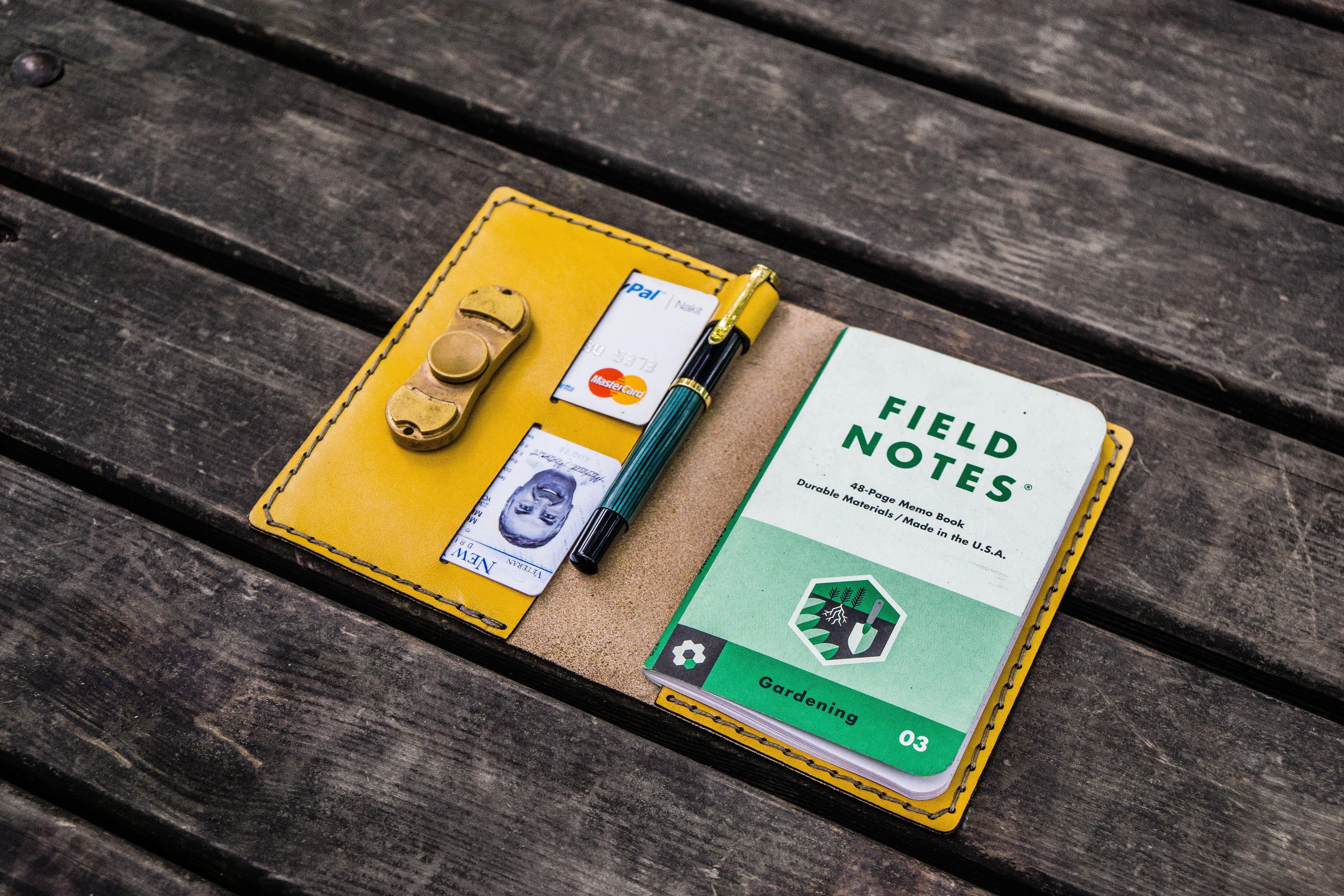 No.33 Personalized Leather Field Notes Cover - Yellow