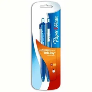 Papermate Inkjoy 300 Retractable Ballpoint Pen Medium 1.0Mm Blue Pack 2