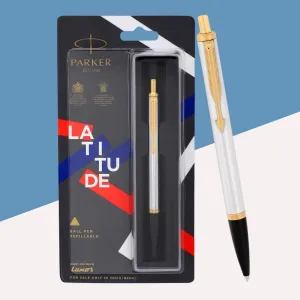 Parker Latitude Shiny Chrome Ball Pen- Blue (Pack of 1)