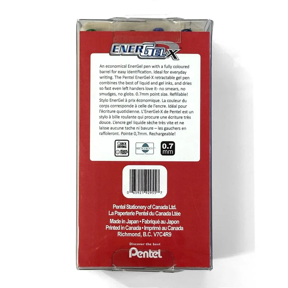 Pentel EnerGel-X Retractable Pens 0.7mm 8pk   Tote