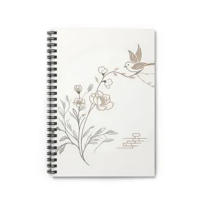 Pigeon landing on a flowering branch minimal design Spiral Notebook - Ruled Line