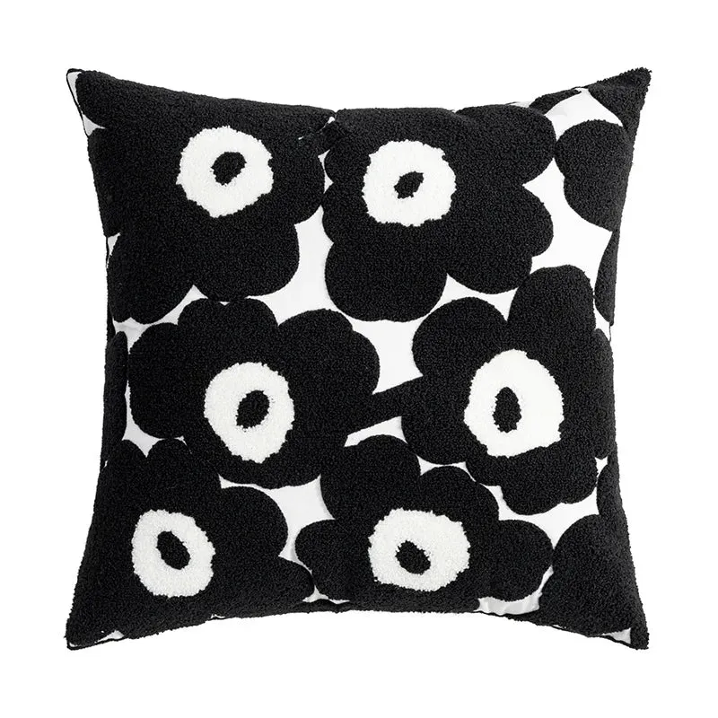 Poppy Floral Embroidered Cushion Cover