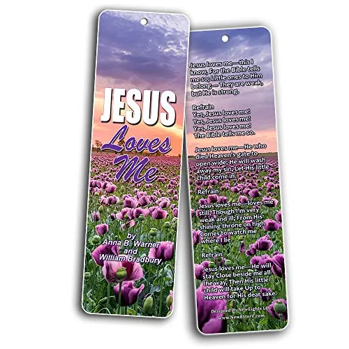 Popular Hymn Bookmarks Series 3 - Jesus Loves Me (60-Pack)- Christian Church Music Worship Gospel Songs - His Eye Is On The Sparrow - Wonderful Gifts for Men and Women