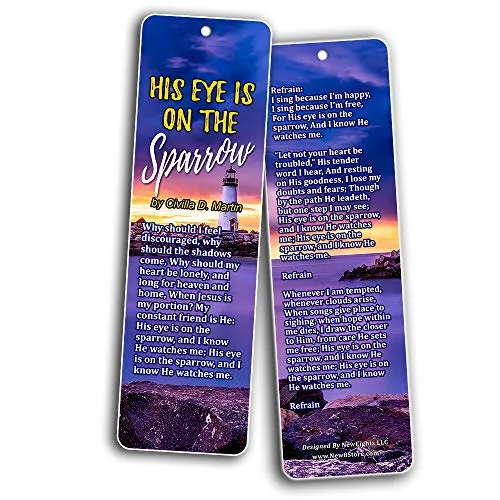 Popular Hymn Bookmarks Series 3 - Jesus Loves Me (60-Pack)- Christian Church Music Worship Gospel Songs - His Eye Is On The Sparrow - Wonderful Gifts for Men and Women