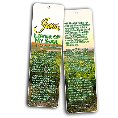 Popular Hymn Bookmarks Series 3 - Jesus Loves Me (60-Pack)- Christian Church Music Worship Gospel Songs - His Eye Is On The Sparrow - Wonderful Gifts for Men and Women