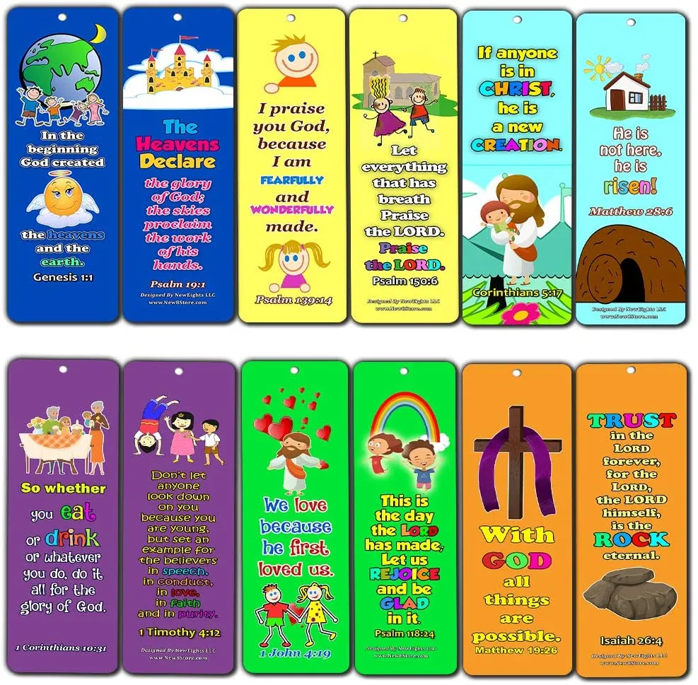Powerful God Memory Verse Bookmarks (30-Pack) - Handy Memory Verses for Kids Perfect for Children?s Ministries and Sunday Schools