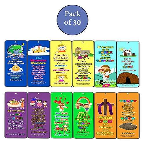Powerful God Memory Verse Bookmarks (30-Pack) - Handy Memory Verses for Kids Perfect for Children?s Ministries and Sunday Schools