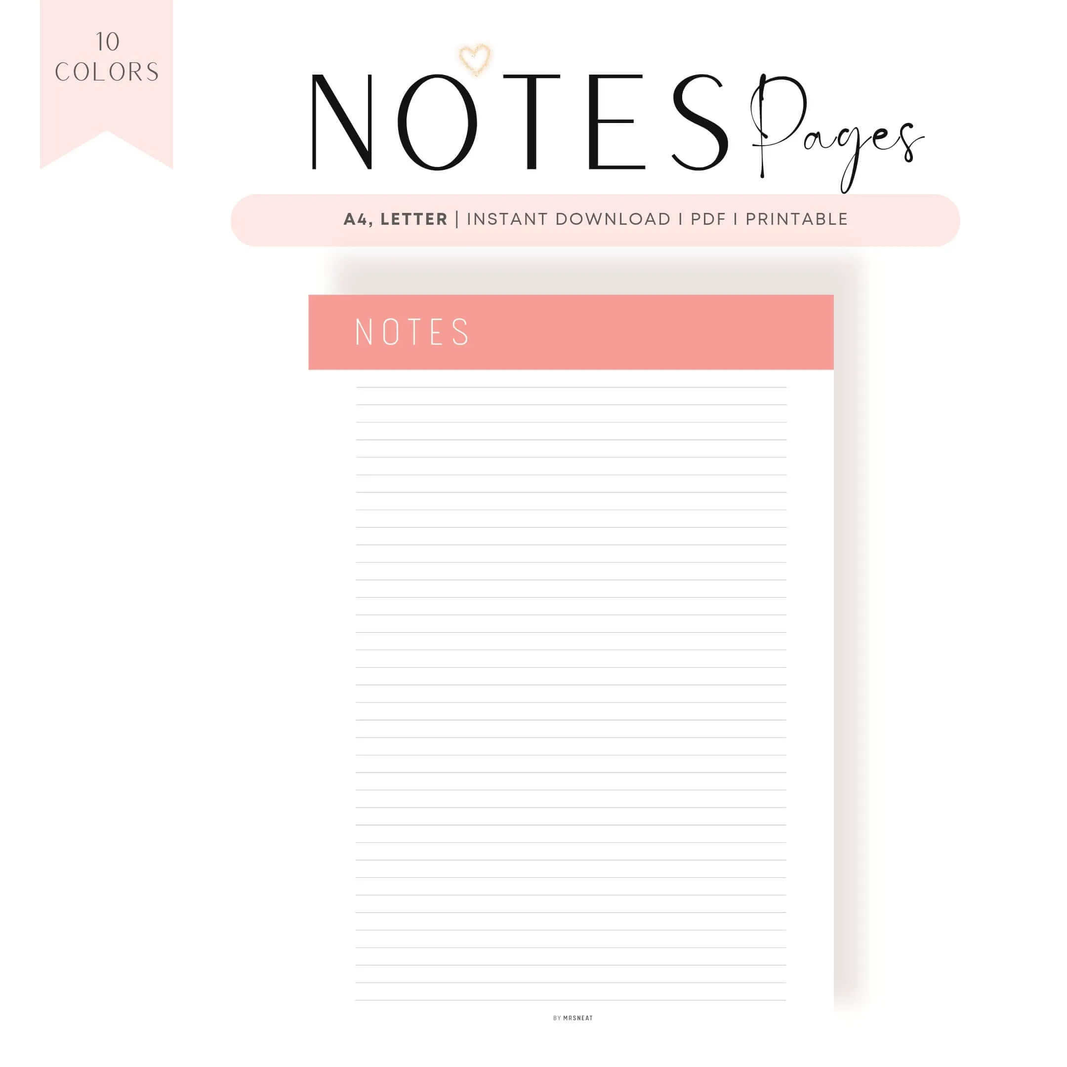 Printable Notes Page Template - M254