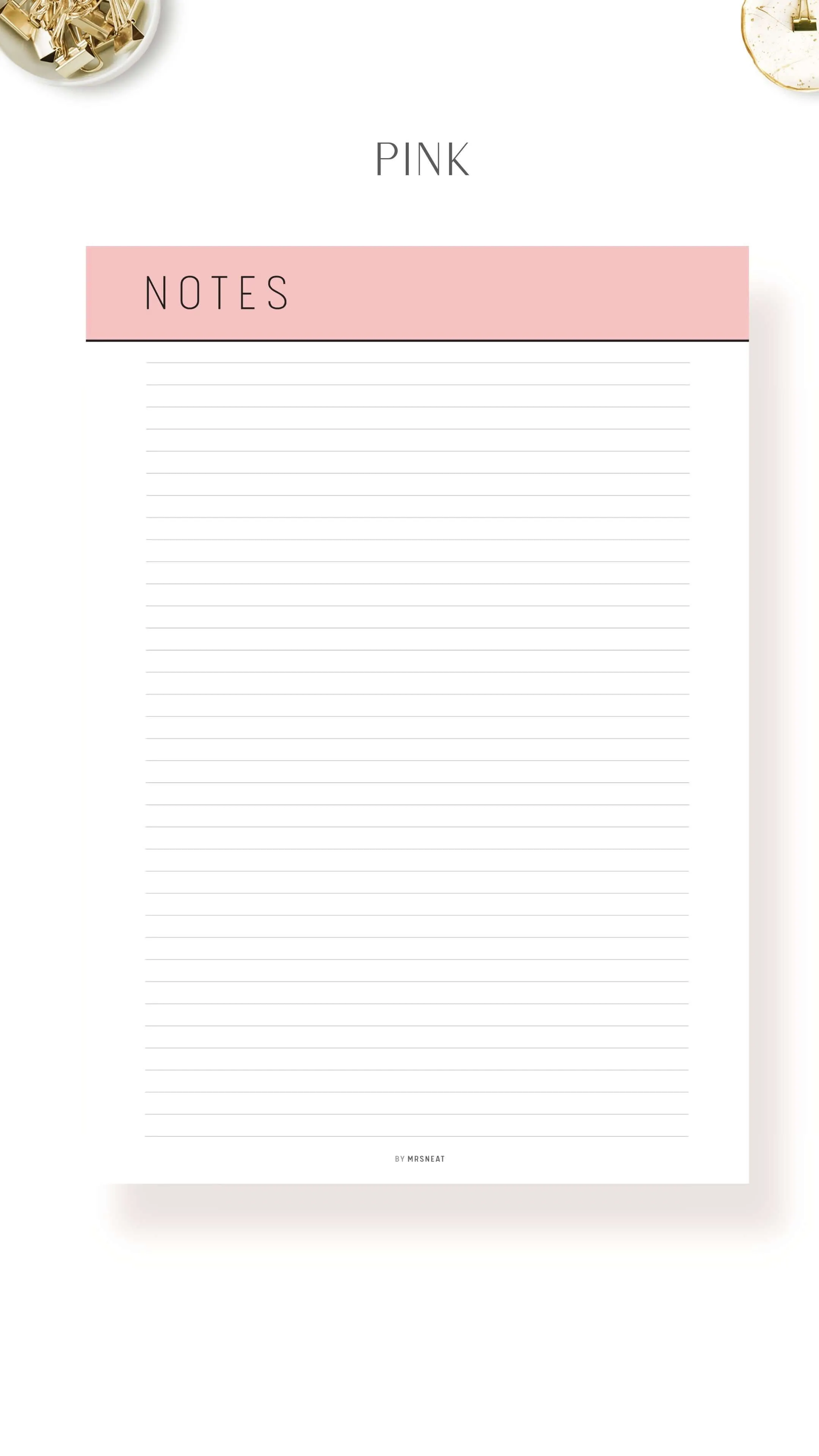 Printable Notes Page Template - M254