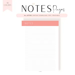 Printable Notes Page Template - M254