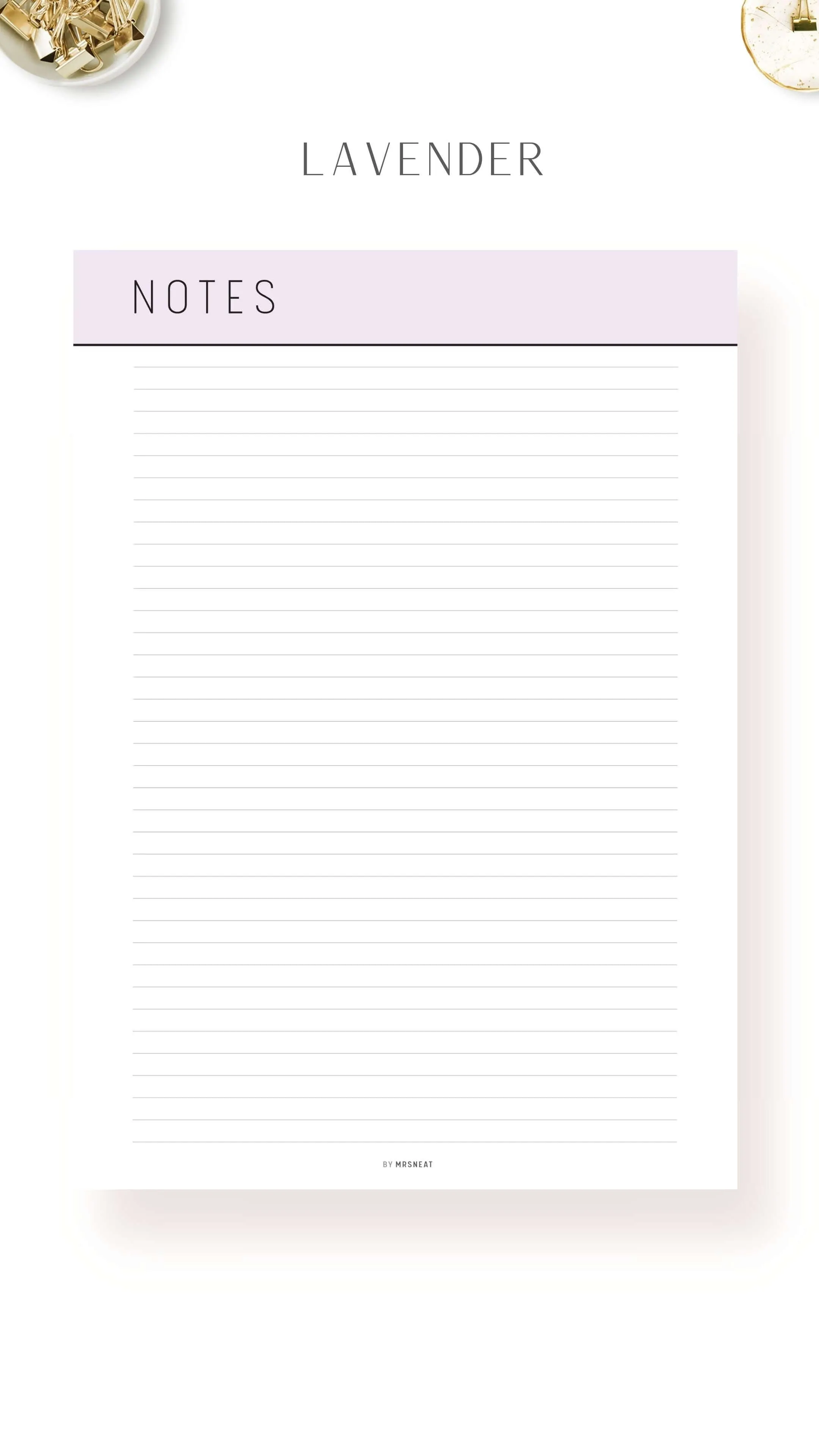 Printable Notes Page Template - M254