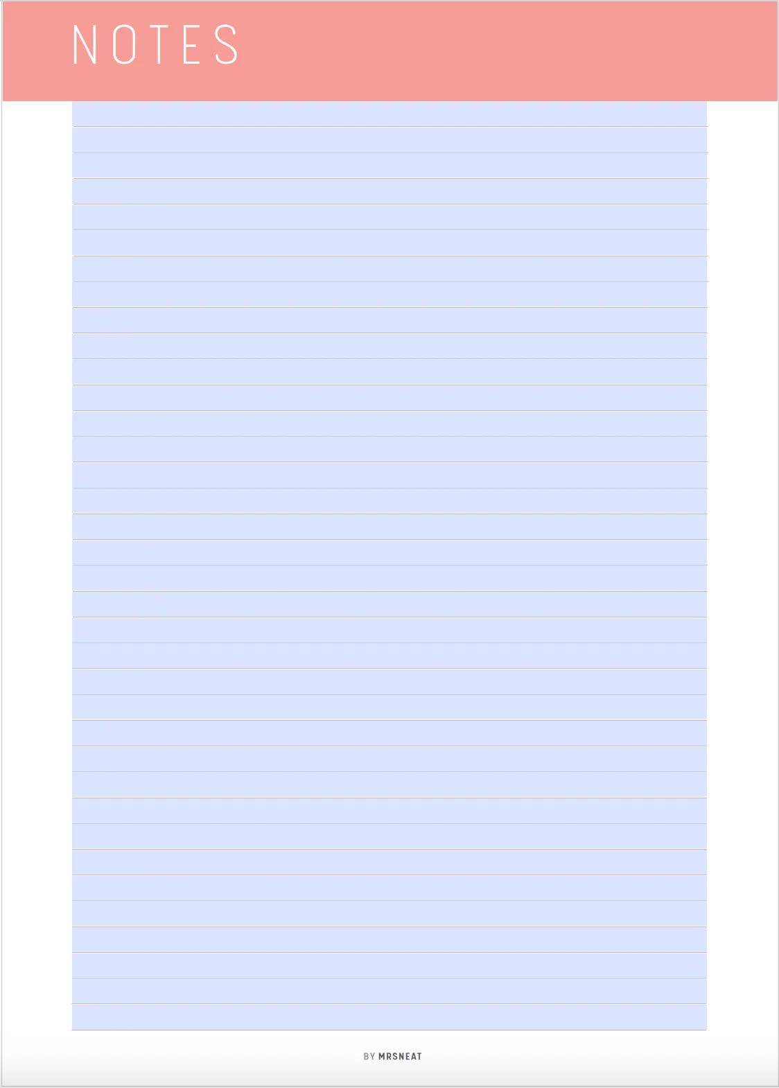 Printable Notes Page Template - M254