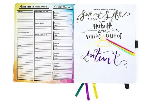 Prism Planner - Hardcover Daily Planner, Notebook, Undated, Meal Planner and Adult Coloring Book