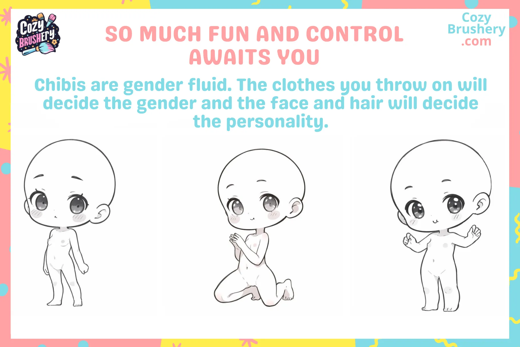 Procreate Chibi Body Template Stamps Brushes: 100 Cute Adorable and Versatile Designs for All Genders