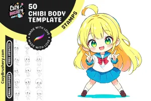 Procreate Chibi Body Template Stamps Brushes: 100 Cute Adorable and Versatile Designs for All Genders