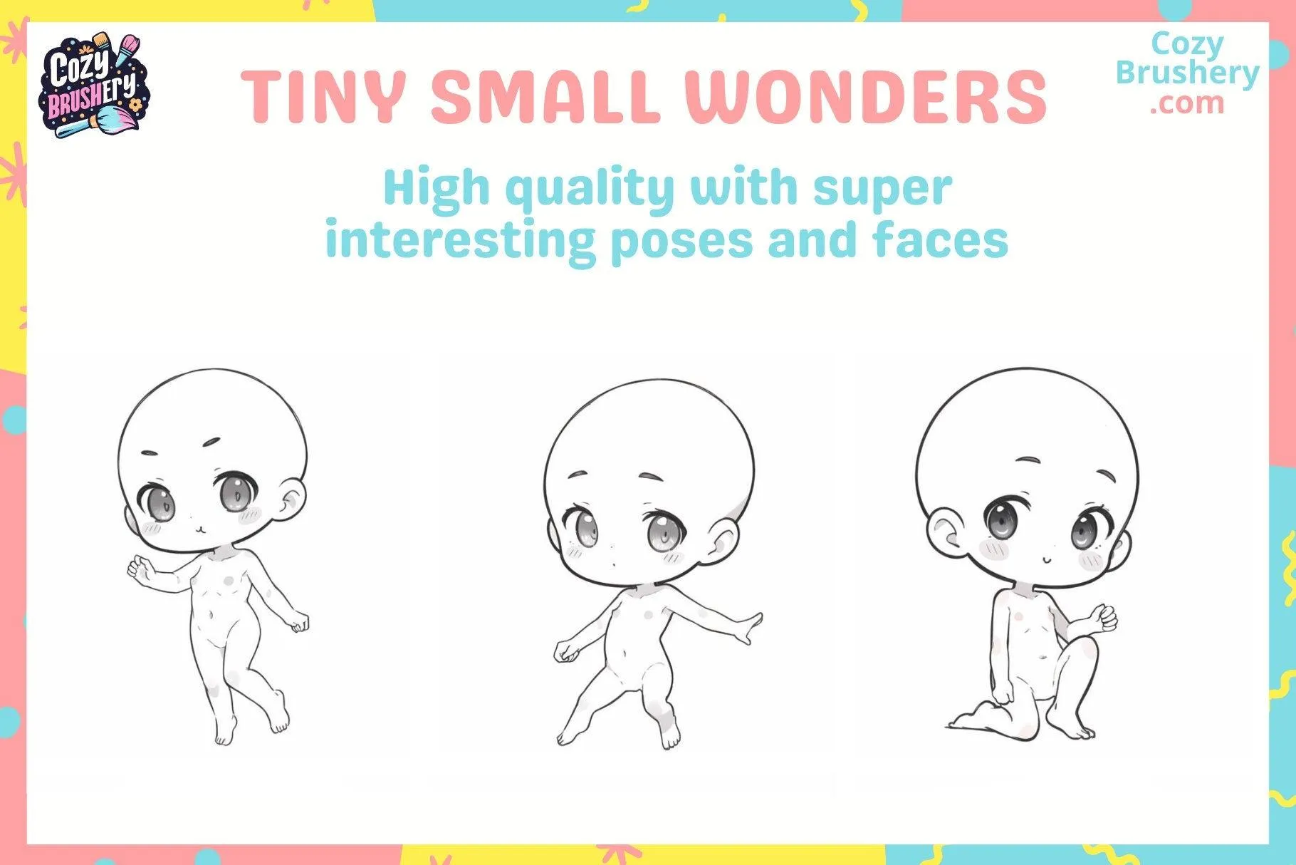 Procreate Chibi Body Template Stamps Brushes: 100 Cute Adorable and Versatile Designs for All Genders