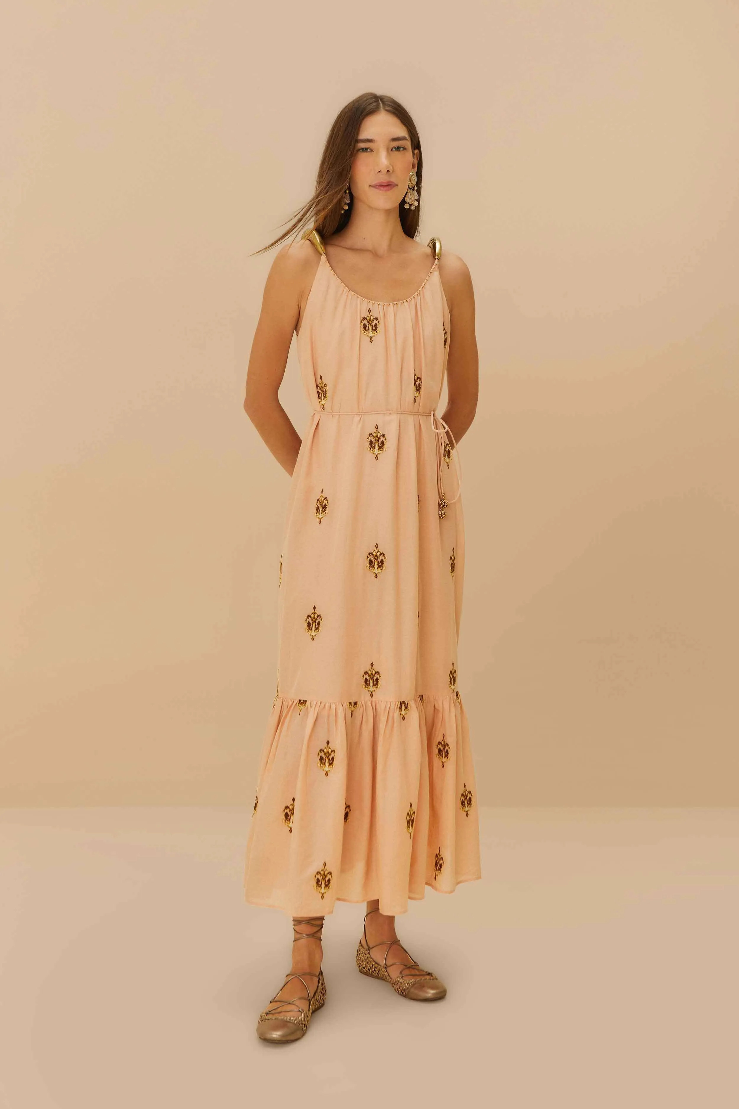 Sand Anchor Tapestry Fish Strap Maxi Dress