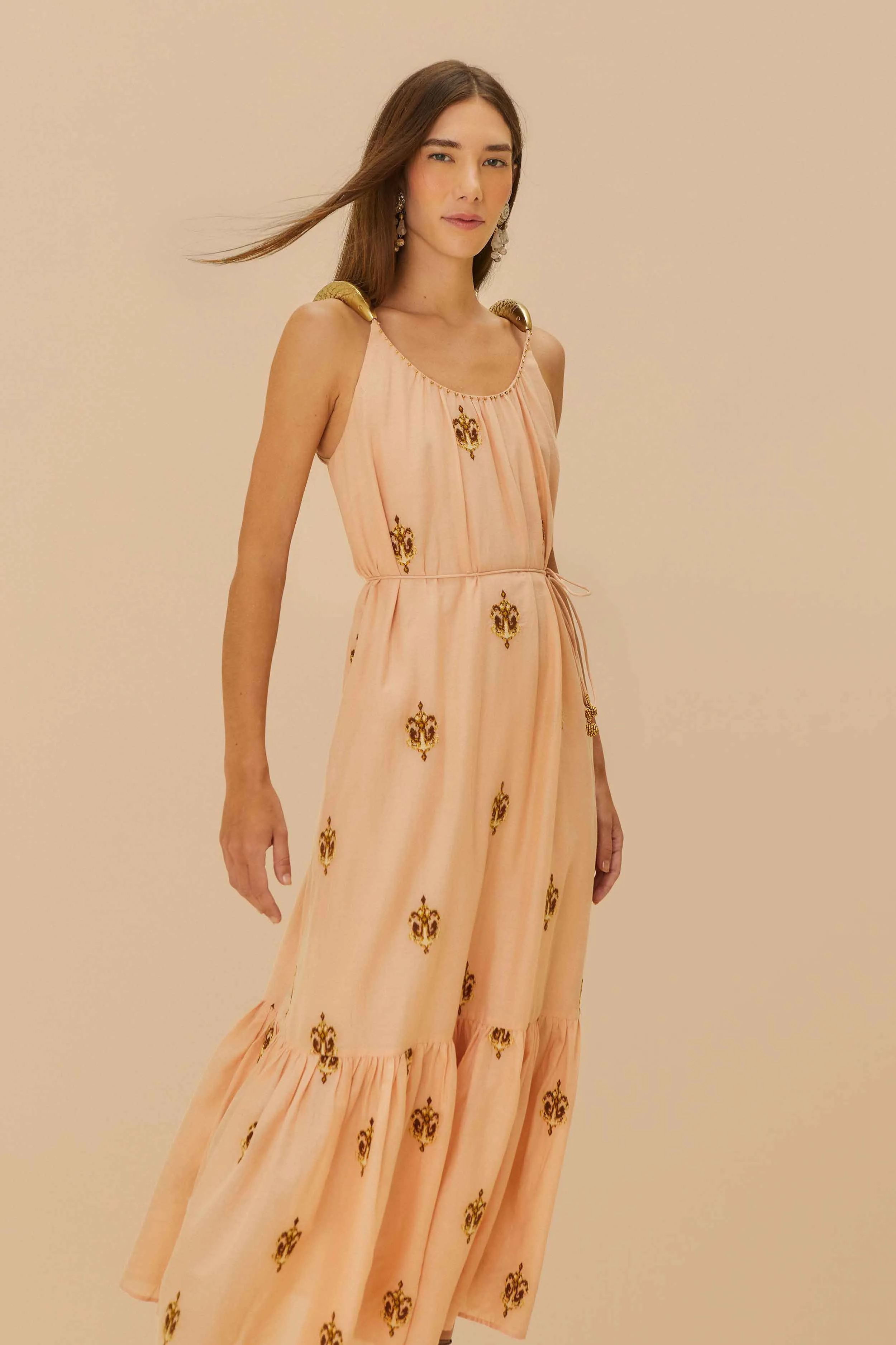 Sand Anchor Tapestry Fish Strap Maxi Dress