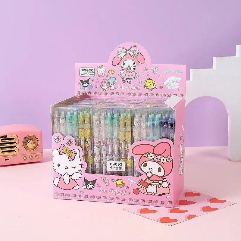Sanrio Cartoon Gel Pens: Cute Stationery Kit with Metal Hook
