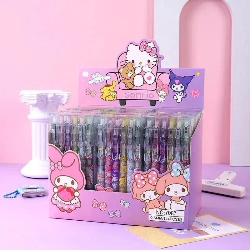 Sanrio Cartoon Gel Pens: Cute Stationery Kit with Metal Hook