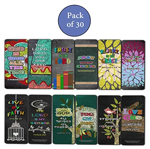 Scripture Bible Verses Bookmarks (30 Pack) - Handy Christian Daily Reminder