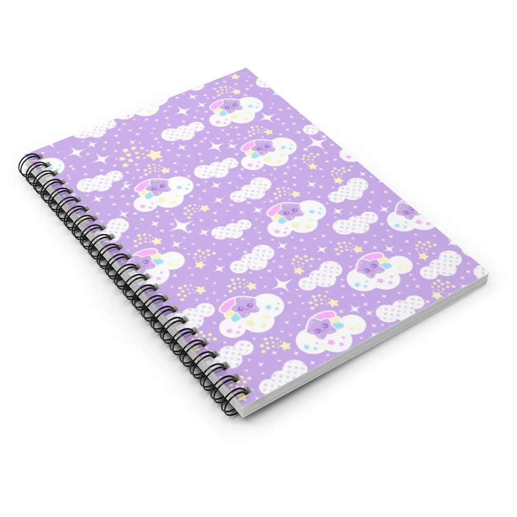 Shooting Star Clouds Purple Spiral Notebook - Ruled Line