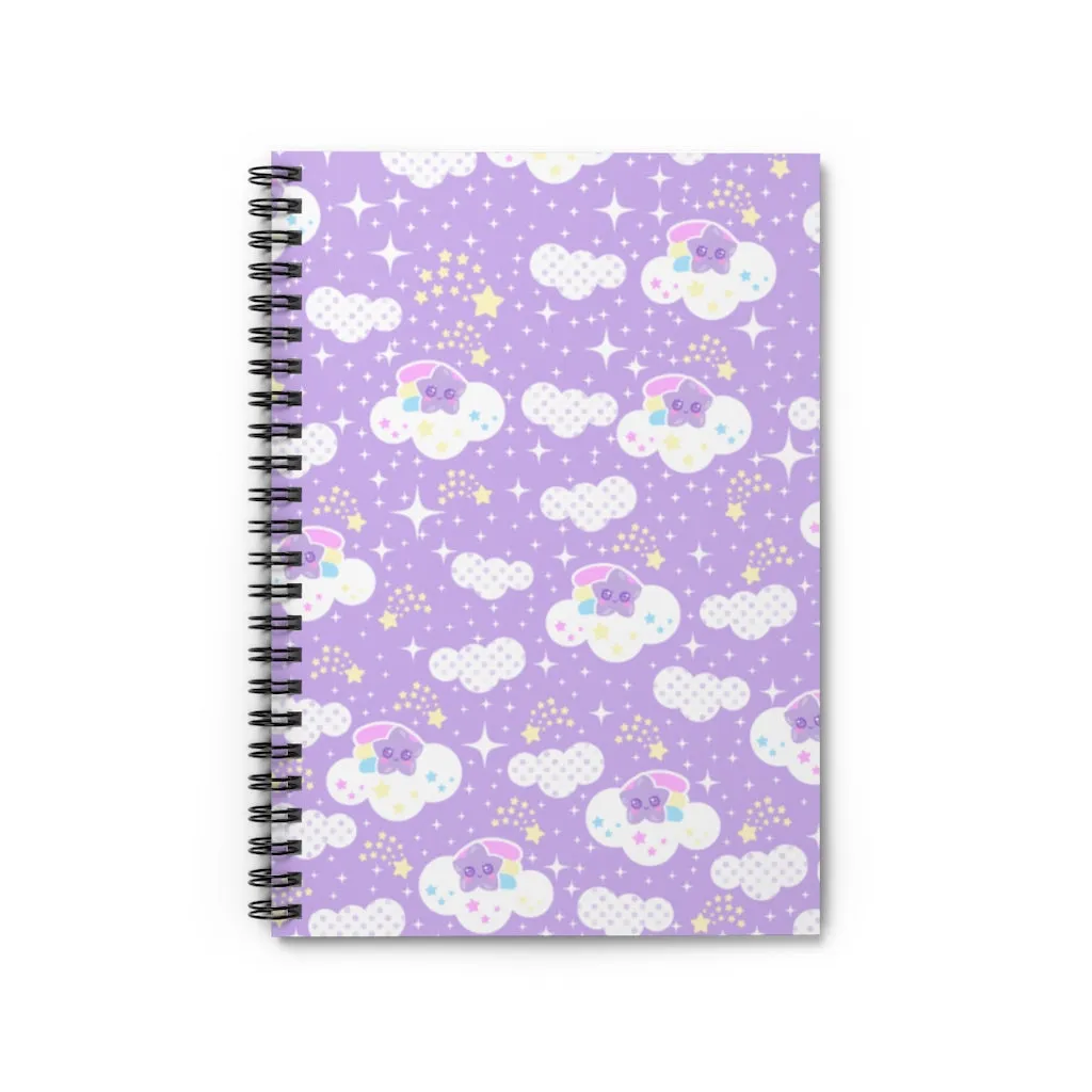 Shooting Star Clouds Purple Spiral Notebook - Ruled Line