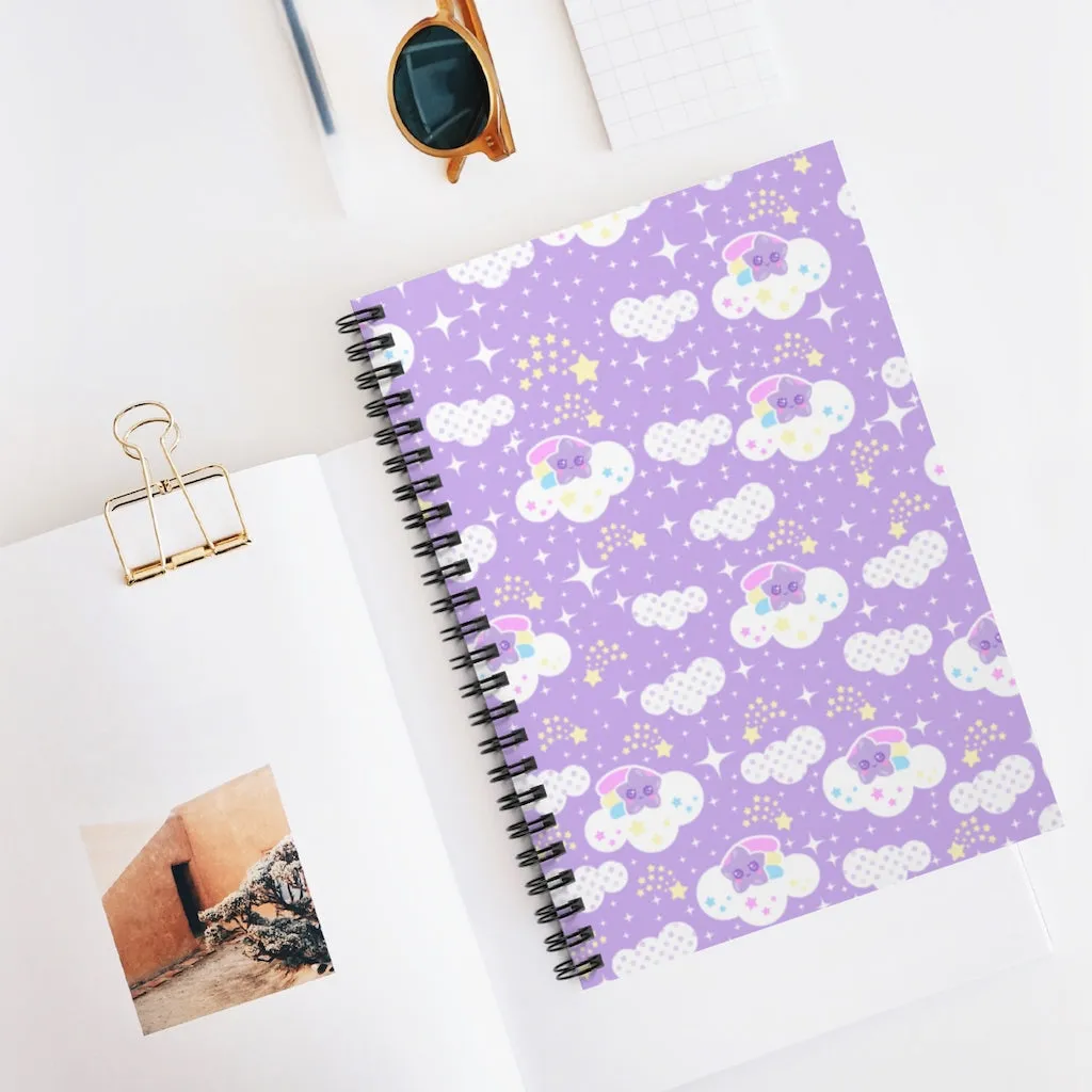 Shooting Star Clouds Purple Spiral Notebook - Ruled Line