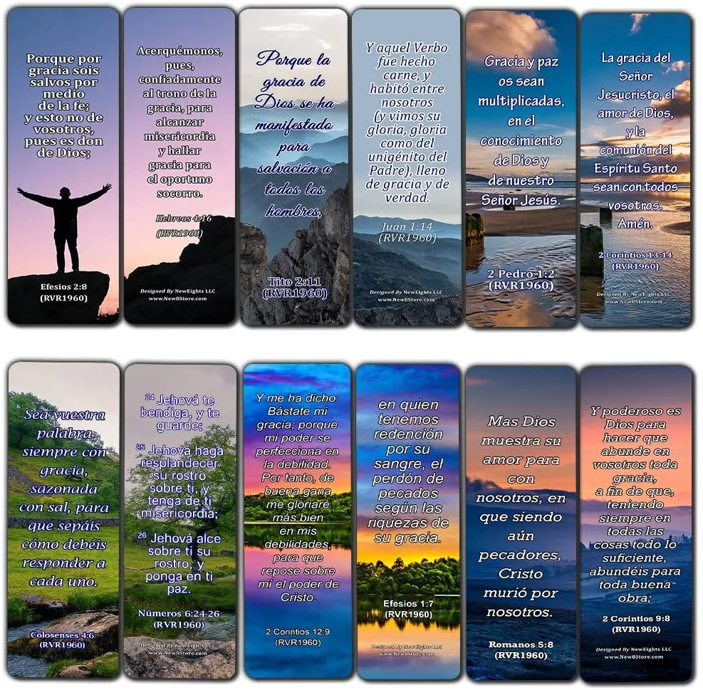 Spanish Bible Verses About Grace (30 Pack) - Handy Reminder About God?s Grace Bible Verses in Spanish Language