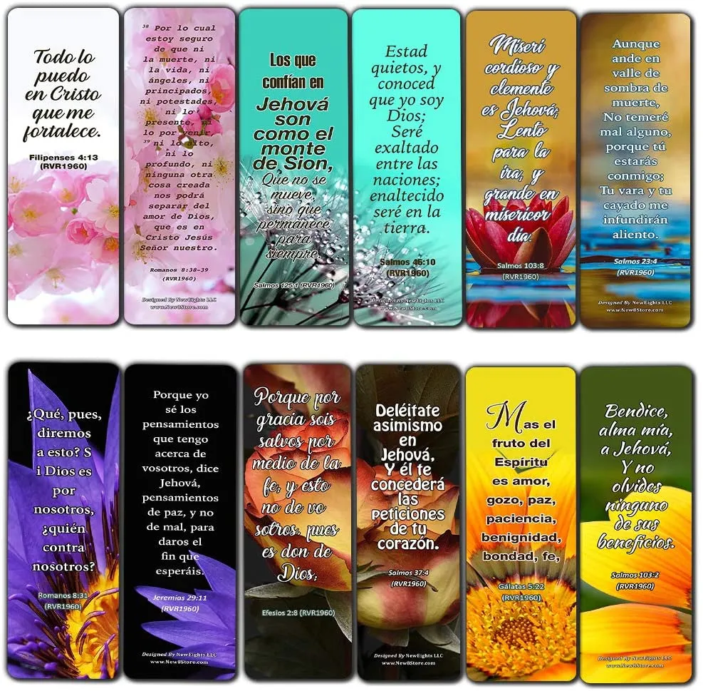 Spanish Christian Faith Scripture Bookmarks RVR1960 (30-Pack) - Variety Handy Spanish Scriptures