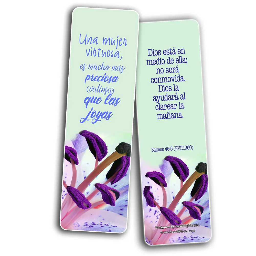 Spanish Devotional Bible Verses for Women Bookmarks (30 Pack) - Handy Life Changing Bible Texts and Quotes That Are Very Uplifting Perfect for Daily Devotional for Women