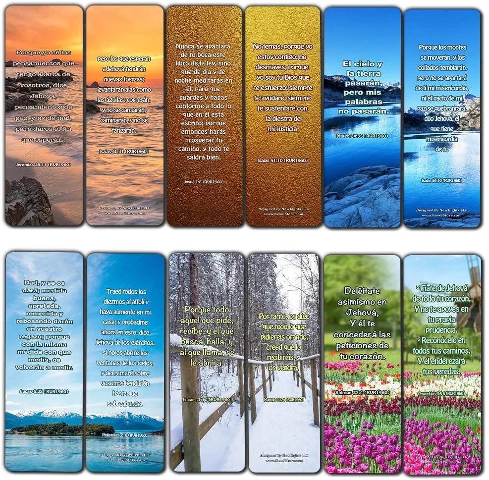 Spanish God's Promises Bible Verses Bookmarks (60 Pack) - Perfect Giveaways for Sunday School and Ministries Designed to Inspire Women