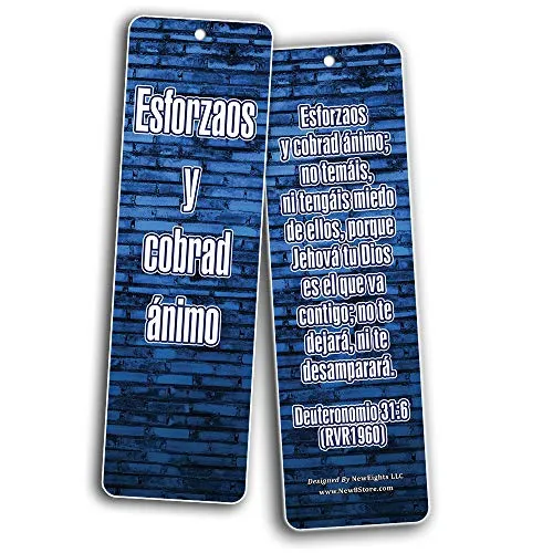Spanish Popular Bible Verses (Be Strong & Courageous) Bookmarks (30-Pack) - Handy Compilation of Biblical Texts in Spanish Language
