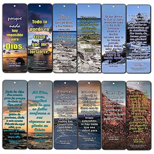 SPANISH RELIGIOUS BIBLE QUOTES BOOKMARKS FOR DOING THE IMPOSSIBLE (RVR1960) (60-Pack) - Handy Spanish Bible Verses About Doing The Impossible Collection