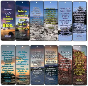SPANISH RELIGIOUS BIBLE QUOTES BOOKMARKS FOR DOING THE IMPOSSIBLE (RVR1960) (60-Pack) - Handy Spanish Bible Verses About Doing The Impossible Collection
