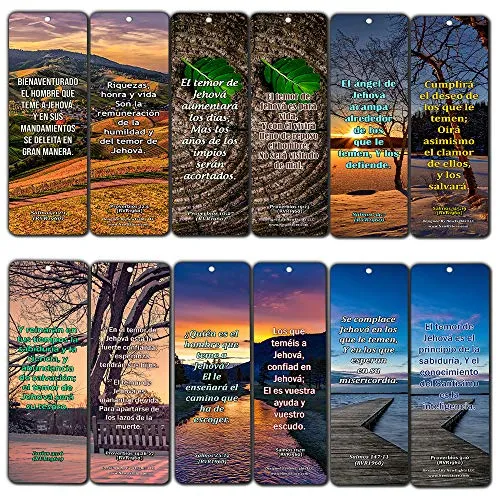 Spanish Scriptures Bookmarks - Fear of The Lord (30-Pack) - Great Spanish Bible Text Compilation that is Handy and Easy To Bring Along With