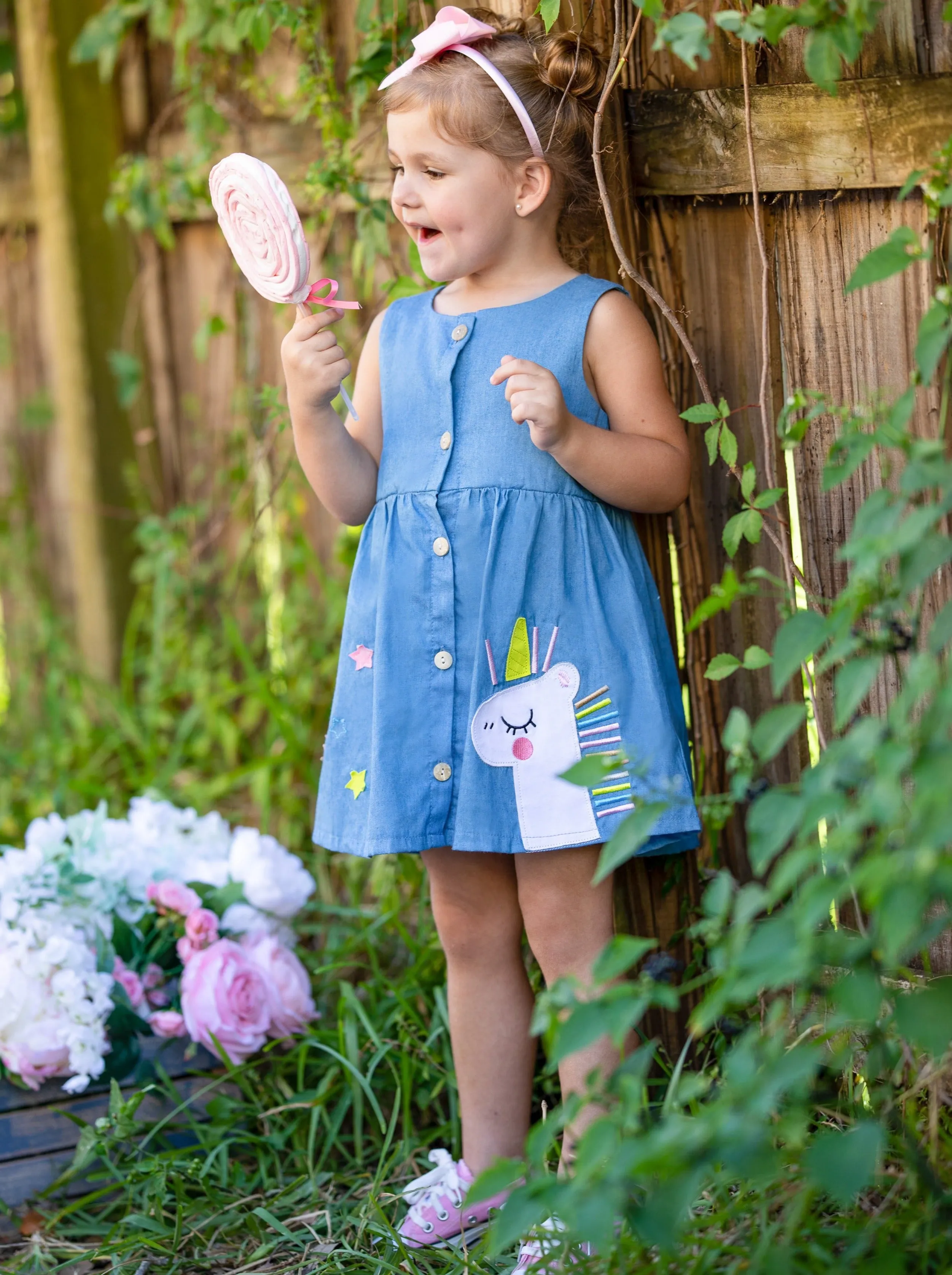Stars And Unicorns Chambray Dress