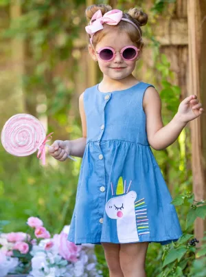 Stars And Unicorns Chambray Dress
