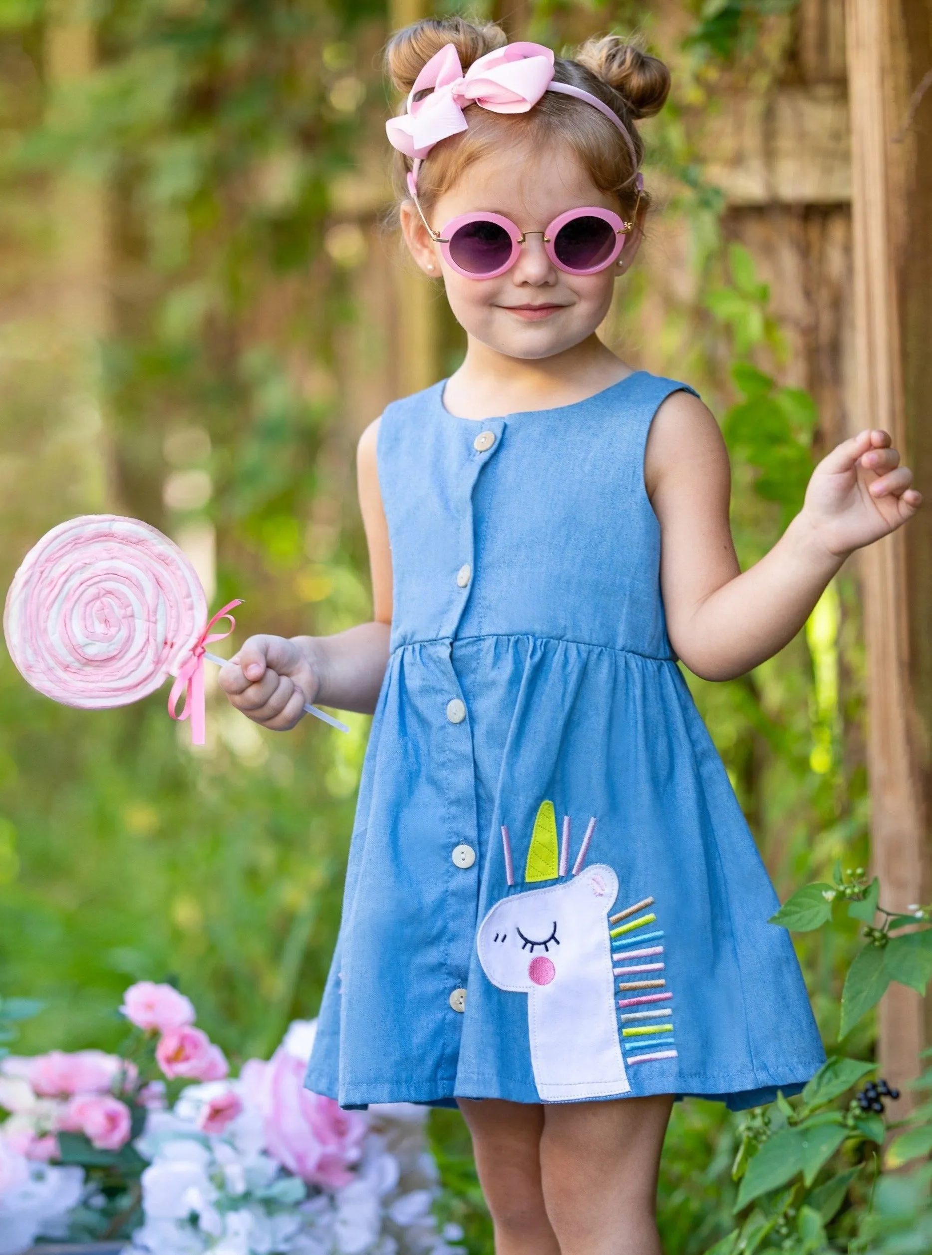 Stars And Unicorns Chambray Dress