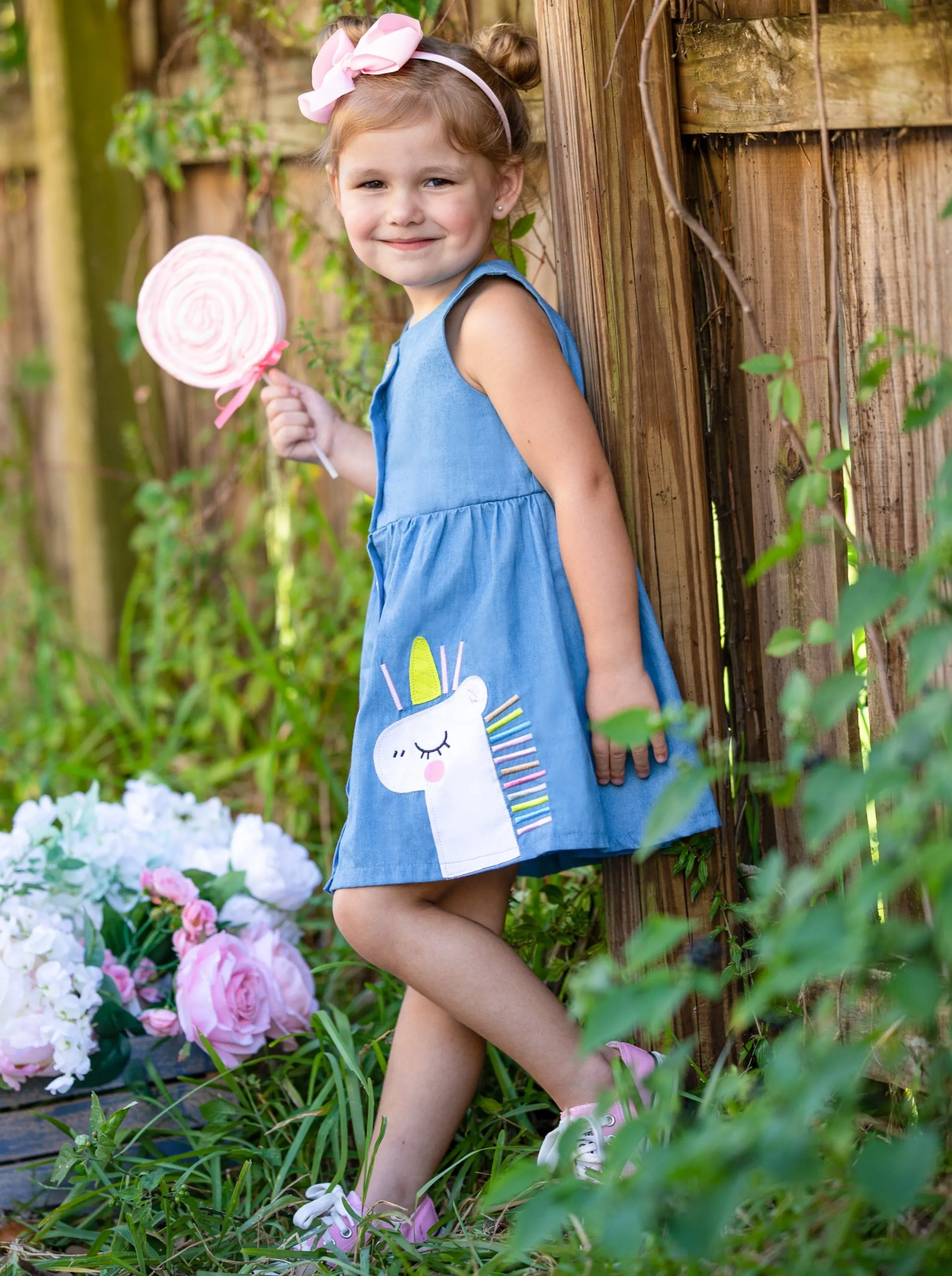 Stars And Unicorns Chambray Dress