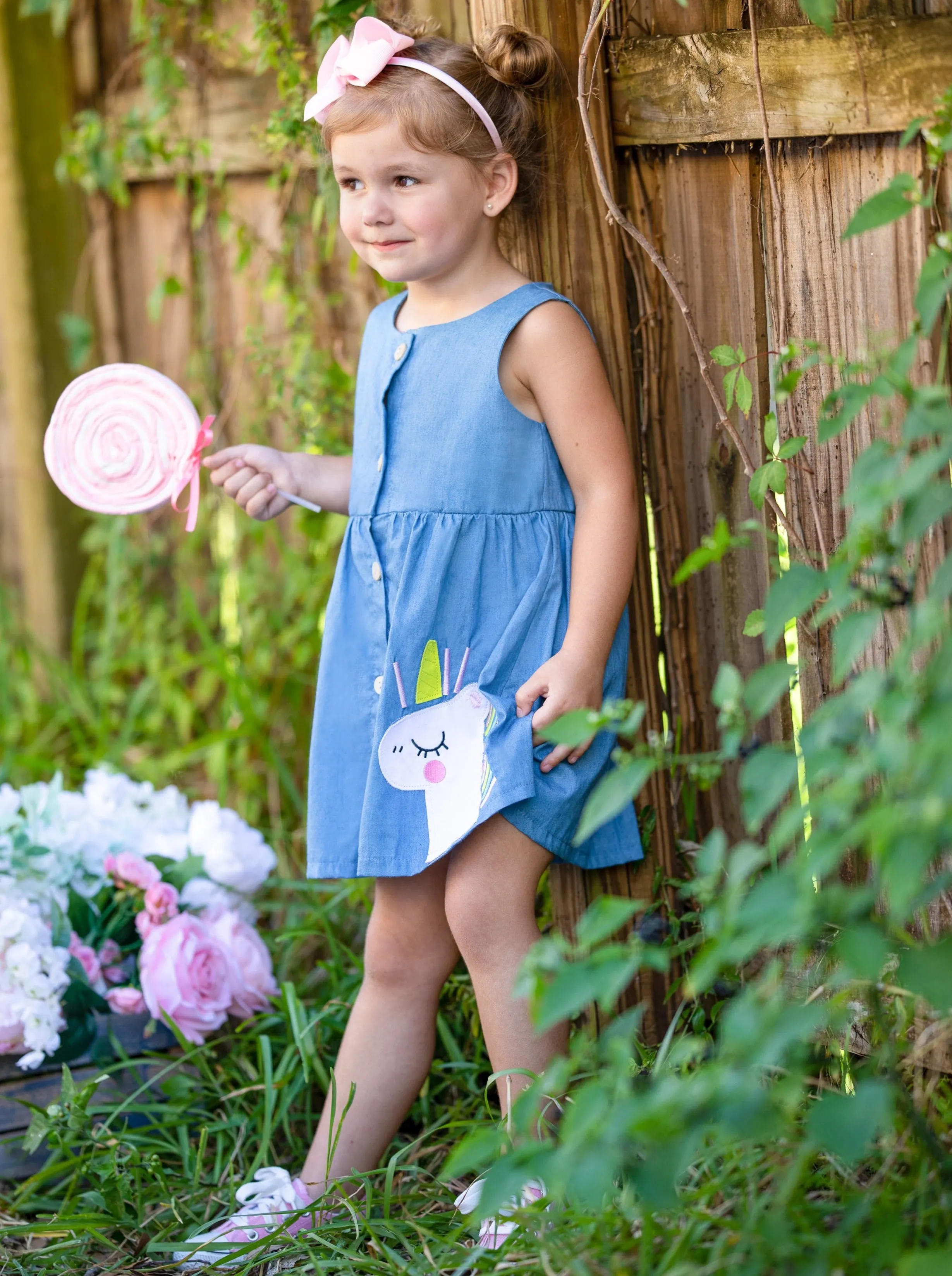 Stars And Unicorns Chambray Dress