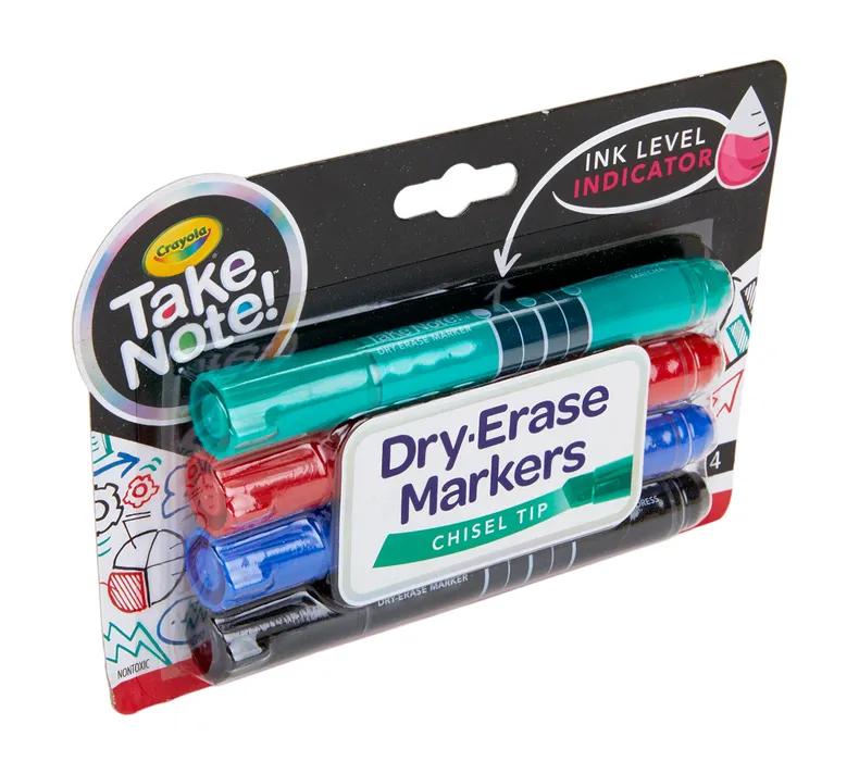 Take Note Colored Dry Erase Markers, 4 Count