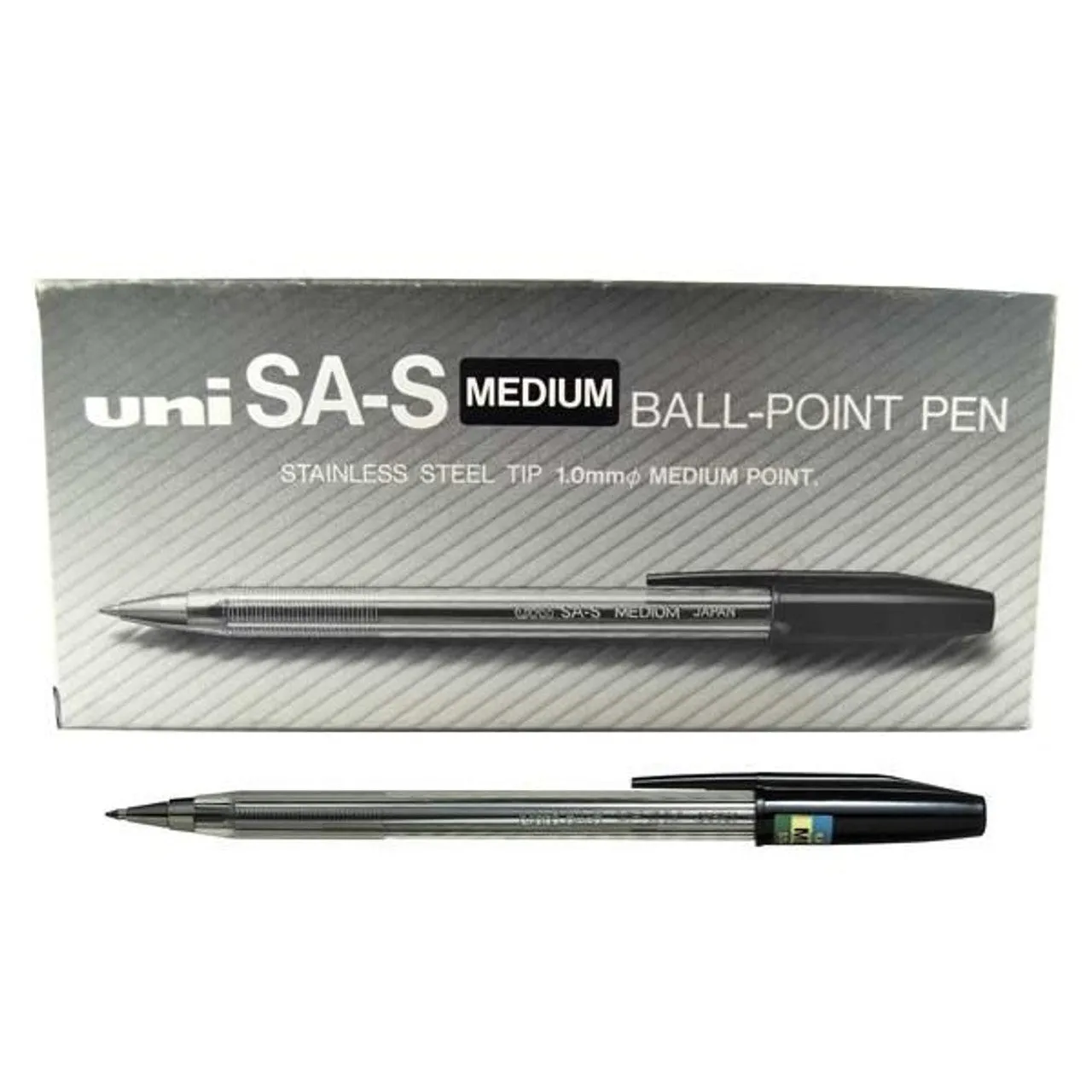 UNI SAS 1.0mm Medium Pen - Black (Pack of 12)