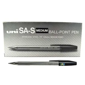UNI SAS 1.0mm Medium Pen - Black (Pack of 12)