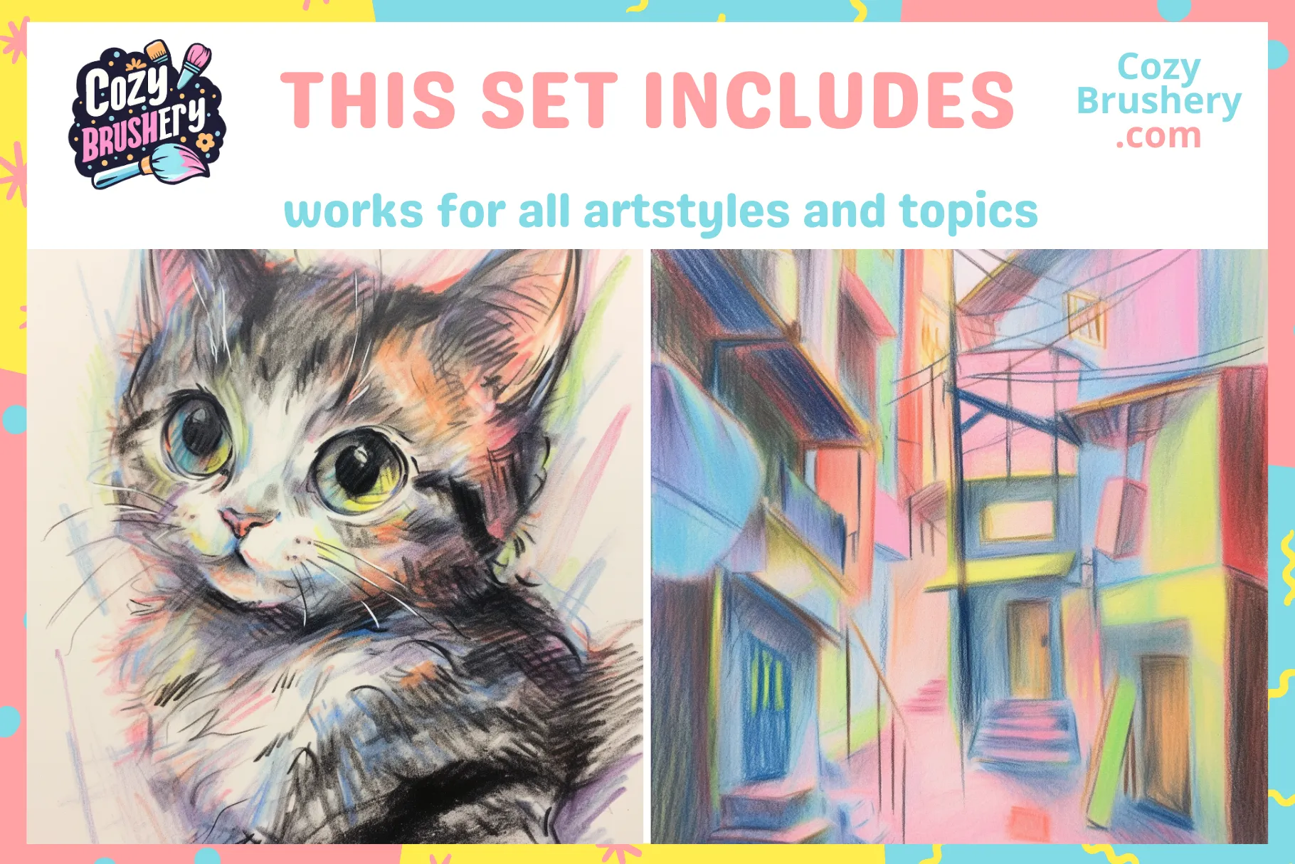 Versatile Crayon Brush Set - 55 Procreate Crayon Textures for All Art Styles, Oil Pastels, Chalky, Wax