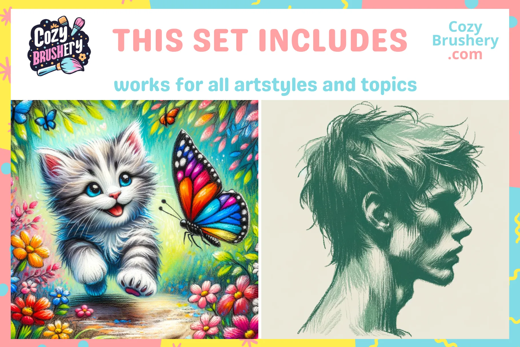 Versatile Crayon Brush Set - 55 Procreate Crayon Textures for All Art Styles, Oil Pastels, Chalky, Wax