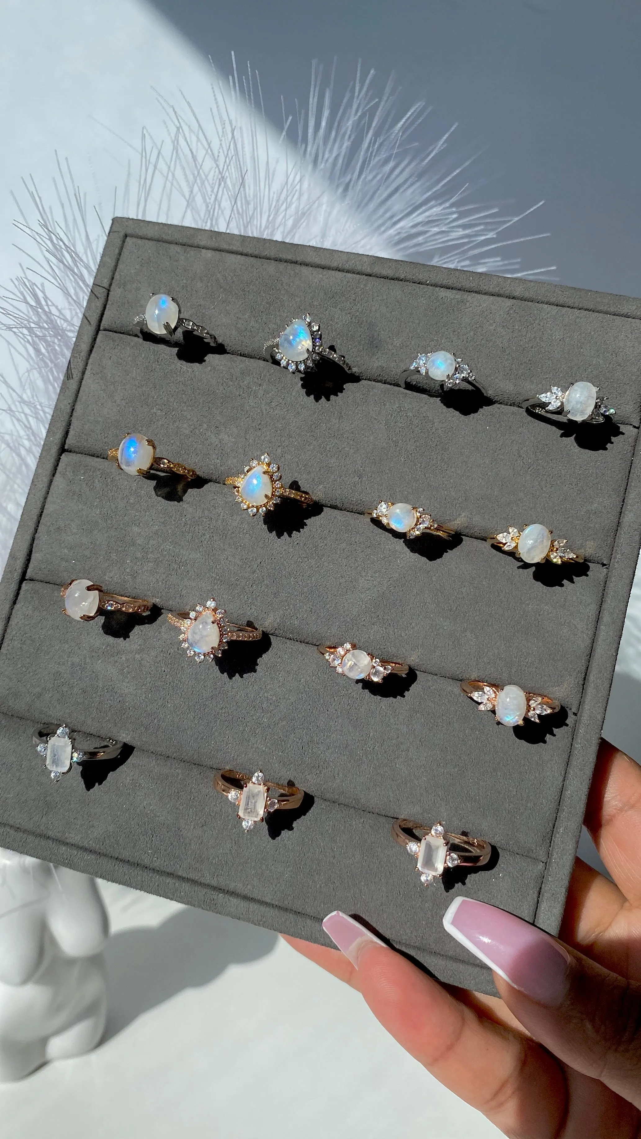 Whimsical Moonstone Ring Set